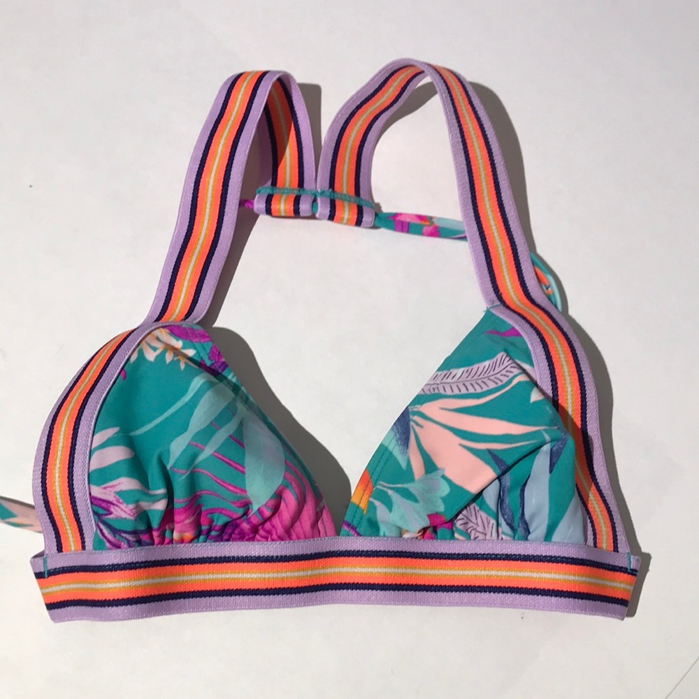 Xhilaration bikini top XS neon bathing suit one piece w/ padding